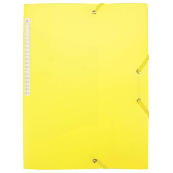 Waytex Elasticated Folder with 3 Flaps Polypropylene 4.5/10 Soft and Opaque A4 - Yellow 931454 1 Folder