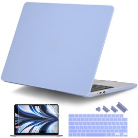 DONGKE for MacBook Air 13.6 inch Case 2022 2023 2024 A2681 M2 A3113 M3 Chip with Retina Display Fits Touch ID, Plastic Hard Shell Case with Keyboard Cover & Screen Protector, Cream Serenity Blue