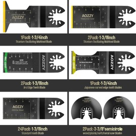 32PCS Universal Oscillating Tool Oscillating Saw Blades, Include 3PCS Titanium Oscillating Multitool Blades for Metal and Hard Material, Quick Release Multi Tool Blades Fits Most Models The Market