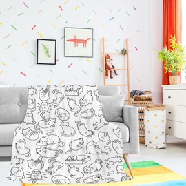 Newhomestyle Cute Cats Print Throw Blanket for Cat & Cat Lovers, Warm Anti-pilling Bed Fleece Blanket, Lightweight Soft Cozy Flannel Blanket, All Seasons Blanket for Sofa Bed Couch 100X125 cm