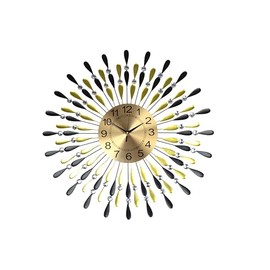 3starimex = aliases) Round Wall Clock Openwork Metal Oversized Sunburst Starburst Gold and Black Rods in Gold