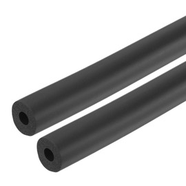 sourcing map 2pcs 0.3 Meter/1ft Pipe Insulation Tube 3/8"(9mm) ID 1"(25mm) OD Foam Tubing for Handle Grip Support, Black