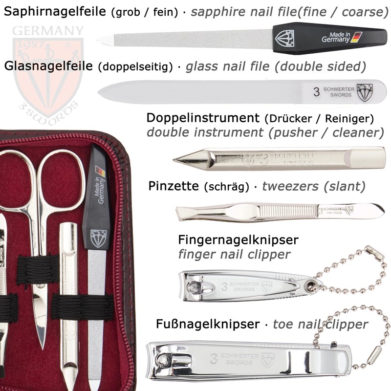 3 Swords Germany - brand quality 8 piece manicure pedicure