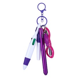 Motthjcw 6 in One Nurse Pen Set, Nurse Badge Accessories Include Retractable Ballpoint, Permanent Marker Pen, Keychain Clip, Foldable Scissors, Lights, LED Keychain Flashlights, for Gifts (Purple)
