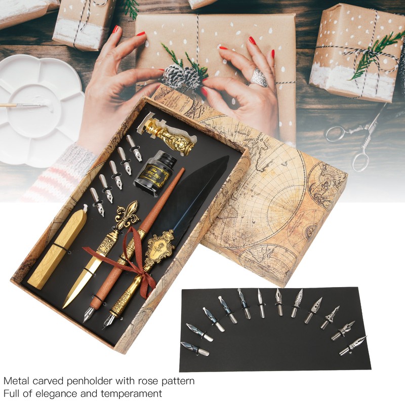 Feather Pen Set Retro British Creativity Writing Suit for Business