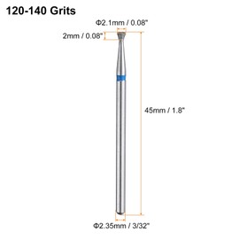 HARFINGTON 120-140 Grits Diamond Grinding Bit 2.1mm Inverted Cone Head 2.35mm Shank 2mm Length Stone Sanding Drill Bits Rotary Tool for Ceramic Glass Nails Grinding Polishing