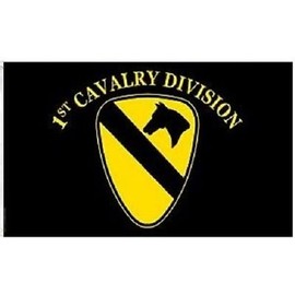 3x5 US Army 1st First Cavalry Division Black Flag 3'x5' Full Letter Version (EE) Super Polyester Nylon Fade Resistant Double Stitched Premium Penant House Banner Grommets