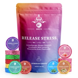 MR MIRYE Shower Steamers Aromatherapy for Women or Men, Organic Shower Bombs with Chamomile Rose Lavender Mint Watermelon Eucalyptus Essential Oil, 18-Pack Bath Bombs Birthday Gift