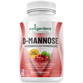 100% Pure D-Mannose with Cranberry Extract - Helps Cleanse Impurities, Natural Urinary Tract Health, Liver and Bladder Support Capsules, Non-GMO