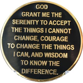 1 Year AA Medallion Elegant Black Gold & Silver Bi-Plated Premium Sobriety Chip