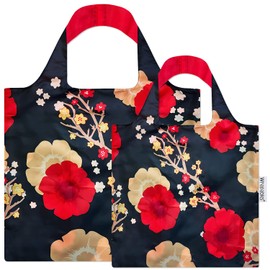 allydrew AllyBag Collection Large and Small Reusable Shopping Bags (Set of 2), Midnight Floral