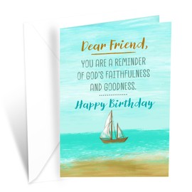 Prime Greetings Religious Birthday Card For Friend, Made in America, Eco-Friendly, Thick Card Stock with Premium Envelope 5in x 7.75in, Packaged in Protective Mailer