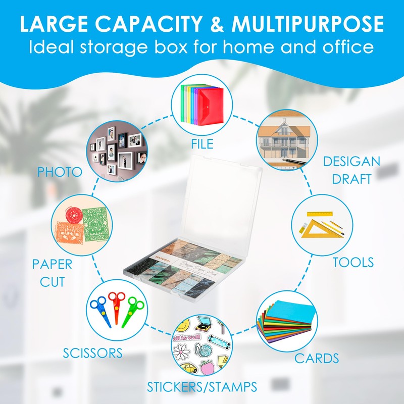 Scrapbook Paper Storage, 6 Pack Stackable Plastic File Storage Box