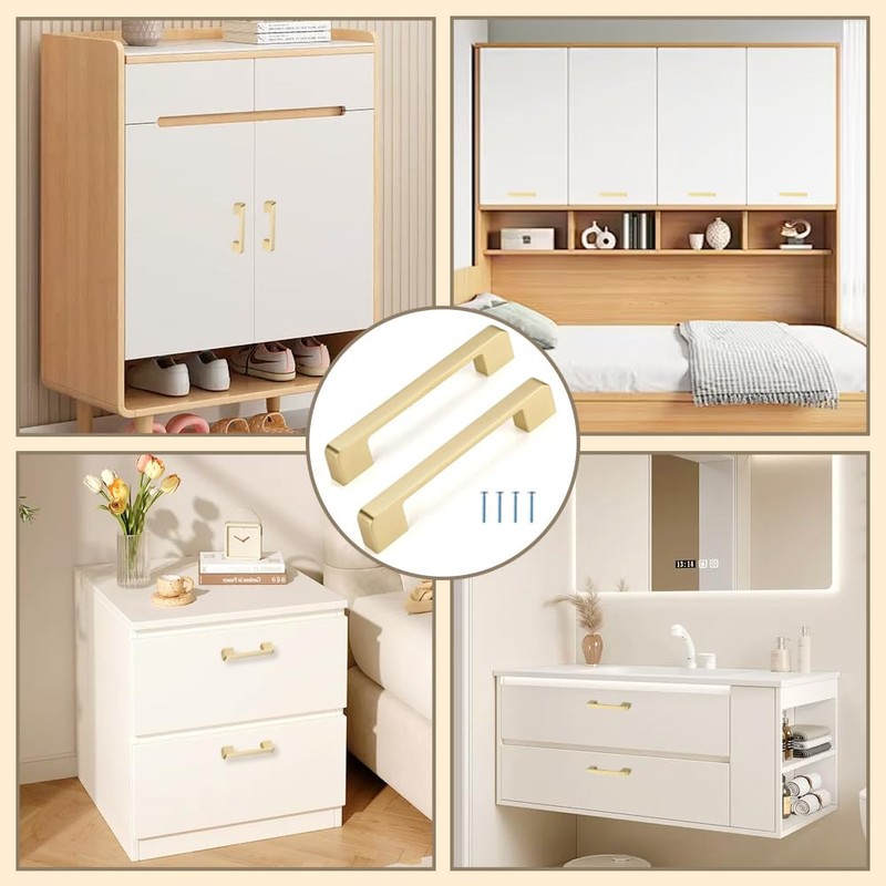 MnuCyiPiu 2 PCS Gold Cabinet Handles 192mm Cabinet Pulls Hardware