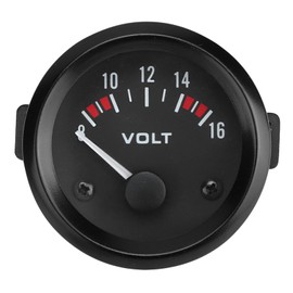 Car Voltmeter Aluminum Alloy Black Car Universal 12V Voltmeter 52mm/2in Voltage Meter Gauge 8-16V BX100007 Voltage Meter Voltage Tester