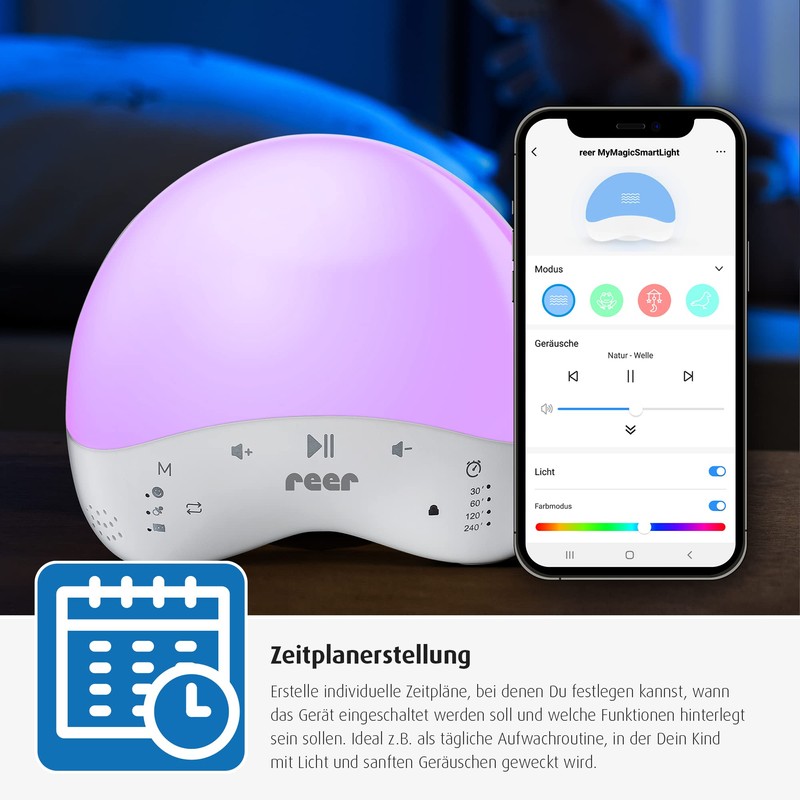 Reer MyMagicSmartLight Smart Night Light, 16 Million Colours, Music Function,