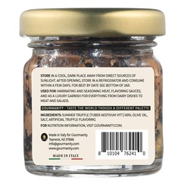 Gourmanity Tartufi Black Truffle Slices, Truffle Carpaccio in Olive Oil, (Tuber aestivum Vitt.) Add Luxury Flavor to Any Dish, Product of Italy [1.23oz Jar]