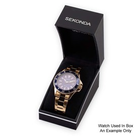 Sekonda Mens Sport Navy Blue Dial Gold Plated Bracelet Watch 1516