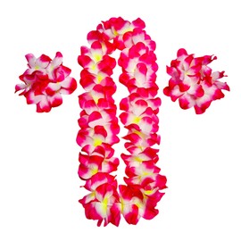 ZZSJNB 7 Counts Hawaiian Leis Necklace Leis Headbands Leis Hairband Wristbands leis Tropical Luau Hawaii Silk Flower Lei Theme Party Favors Holiday Wedding Beach Birthday Decorations