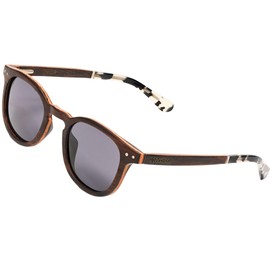 Zeitholz Sunglasses - Stylish Sandalwood with Acetate Temples - Polarised UV400 Lenses - Includes Corketui, Bag, Cleaning Cloth & Two Chains, Sandalwood