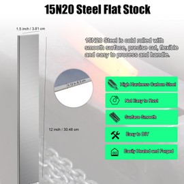 3 Pack 15N20 Steel for Knife Making - 12"x1.5"x1/8" 15N20 Steel Flat Stock Knife Blanks for Knife Making DIY