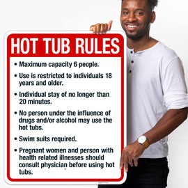 Sigo Signs, Hot Tub Rules Maximum Capacity Sign, 24x30 Inches, Rust Free .063 Aluminum, Fade Resistant, Made in USA