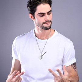 PROSTEEL Unisex Pendant Guitar Charms Necklace 3 mm Wide Singapore Chain for Music Lovers Stainless Steel / 18 Carat Gold-Plated / Black Metal Plated, Stainless Steel, No Gemstone