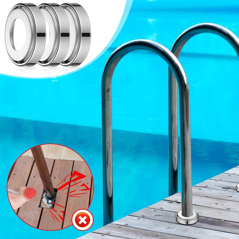 Otoolling 8 Pcs Pool Ladder Escutcheon Plates Stainless Steel Cover