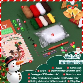 Pnytty Christmas Candy Cane Crochet Kit for Beginners, Crochet Starters Kit Adult, Complete Candy Cane Craft Knitting Kit with Crochet Hooks Yarns Step-by-Step Video Tutorials for DIY Gift Deco