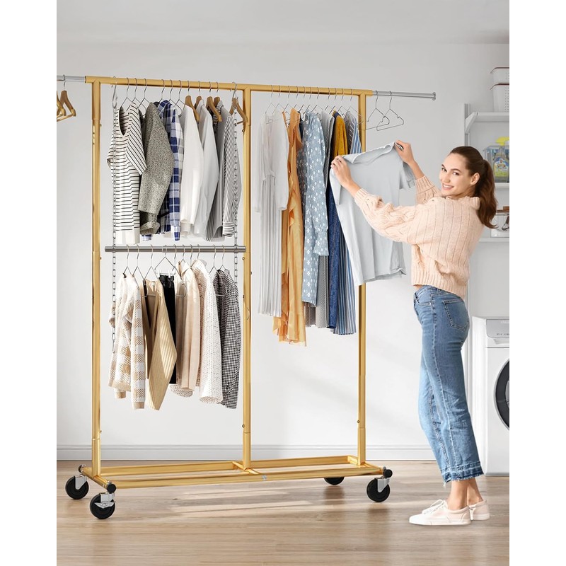 Hanging Closet Rod, Adjustable Width and Height Closet Rods Extender,
