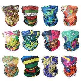12 PCS Wide Seamless Headbands Bandana Scarf for Men/Women Magic Scarf Tube,Collars Muffler Scarf Face Mask UV Resistence Sport Headwear Turban Head Wrap for Music Festivals, Raves, Riding, Outdoors