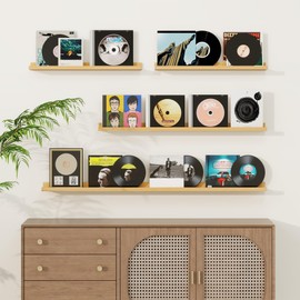 Picture Ledge Shelf, Floating Shelves Set of 2, 24 Inches Solid Wood Nursery Book Shelves for Toys Storage, Kids Bookshelf Wall Mounted for Living Room Bedroom Decor Books Photo Frames, Natural