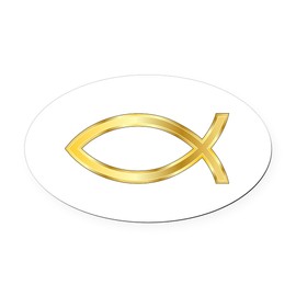 CafePress LARGE CHRISTIAN FISH Oval Car Magnet, Euro Oval Bumper Magnet