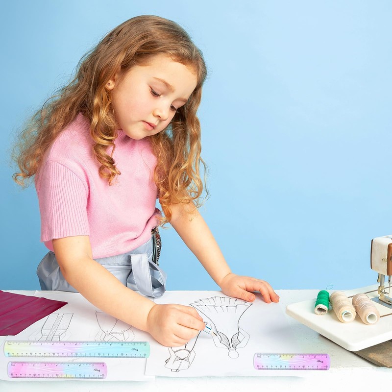 Amazleer 2 Pack Flexible Plastic Rulers 30cm/15cm, Unbreakable Bendable Shatterproof