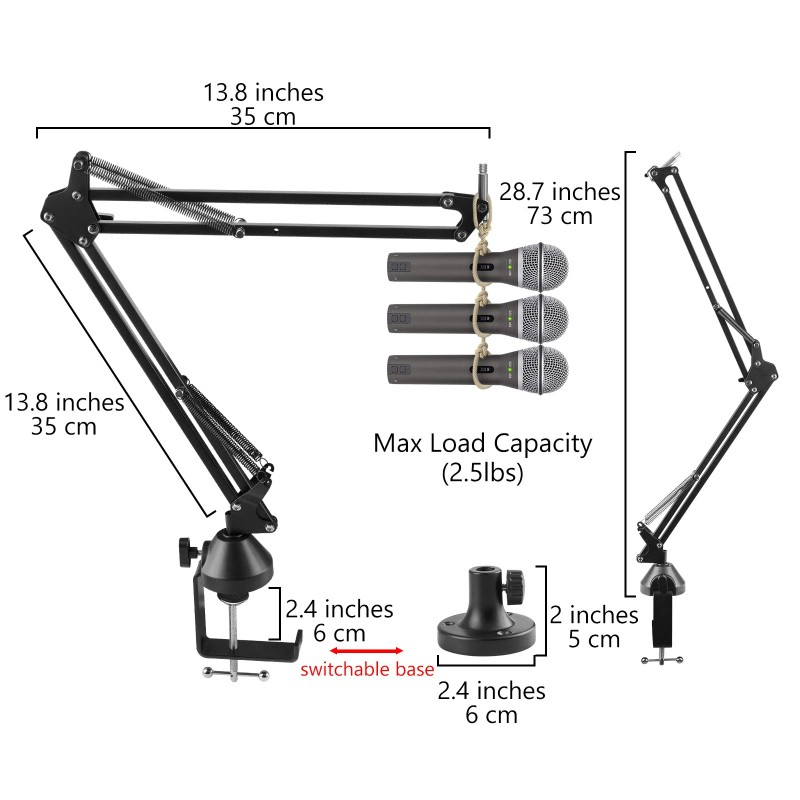 Geekria Microphone Boom Arm Mount for SAMSON Q2U, Q9U, Q7x,