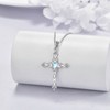 MUUYON Cross Necklace Moonstone Faith Pendant for Women 925 Sterling