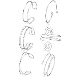 RIOSO 6Pcs Gold Arm Cuff Upper Arm Band Cuff Bracelet Bangle for Women Arm Cuffs Jewelry, adjustable, Copper, no gemstone