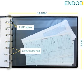 Black Business 7-Ring Check Binder for Standard Manual Business Checks, 14-3/16" x 9-5/8" with 1-1/2" Spine, Holds up to 600 Sheets, Fits 9" x 13" Sheets