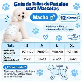 Genérico 12pcs Pañales Desechables para Perro, Envoltura Desechable Ultraabsorbente, para Mascotas Pequeñas y Medianas (Azul, M)