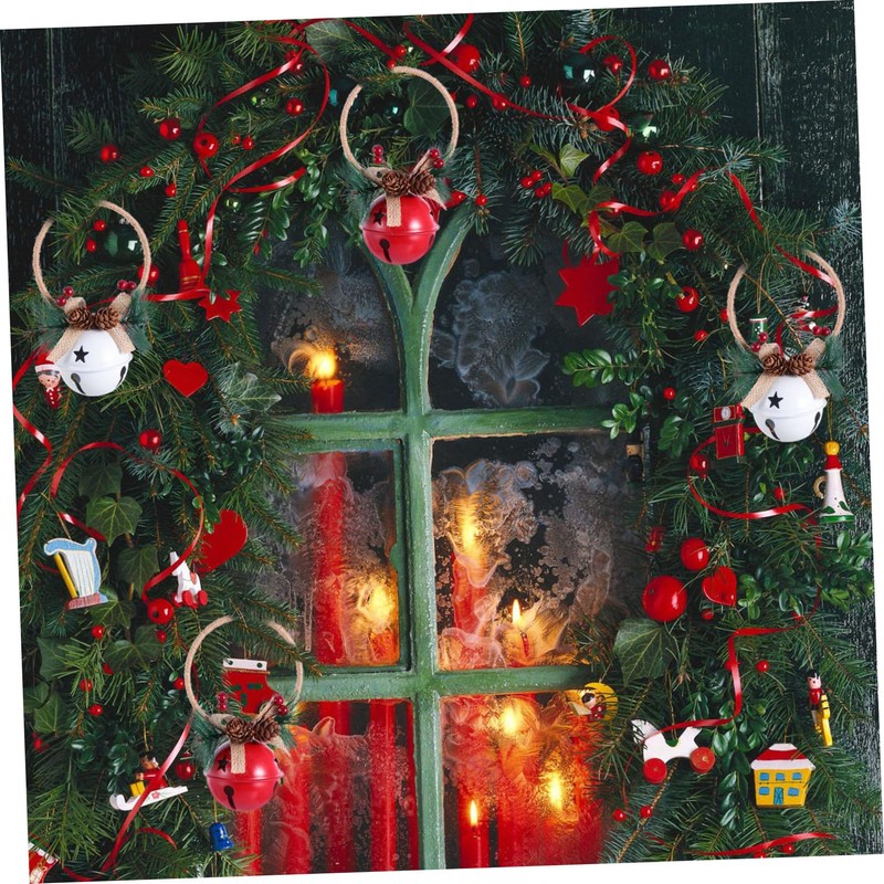 Ciieeo 4pcs Christmas Bell Decorations White Red Hanging Bells with