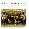 INRUI 2024 Happy New Year Photography Background Black Golden Balloons