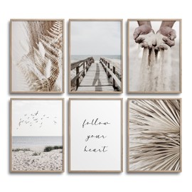 Hambient Poster Set, Living Room Decoration, Bedroom, Room - Wall Decoration, Wall Pictures - 6 Aesthetic Pictures 21 x 30 cm without Picture Frame (Pampas Grass Beige Horse)