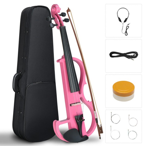 Unbranded US 4/4 Pink Electric Silent Violin W/ Case Bow
