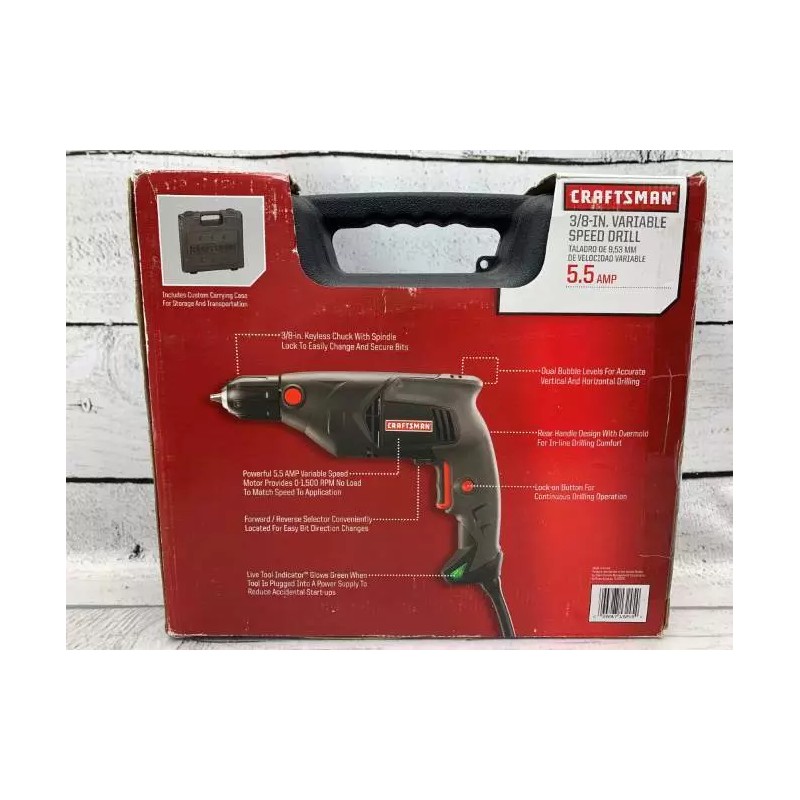 Craftsman NEW! CRAFTSMAN 3/8" VARIABLE SPEED 0-800 RPM DRILL, 5.5