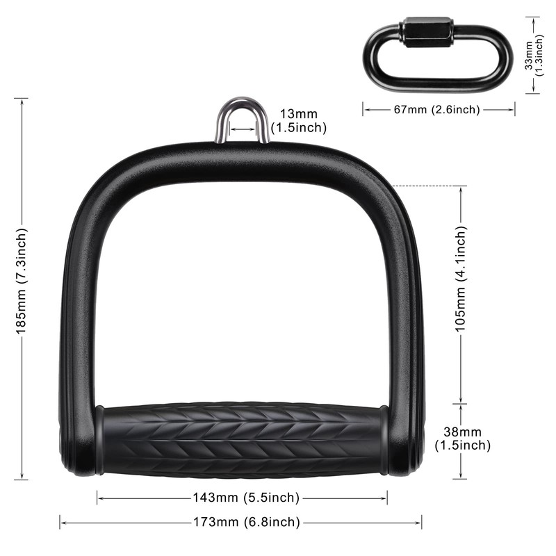 BeneLabel D Handle for Cable Machines - Heavy-Duty Aluminum Grip