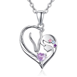 TANGPOET Horse Heart Pendant Necklace with Alexandrie June Birthstone for Women 925 Sterling Silver Jewelry Gifts for Horse Lovers Birthday Christmas Mothers Day