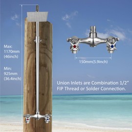 Aolemi Outdoor Shower Kit Fixtures 6 Inch Center with Adjustable Slide Bar,6 Inch Showerhead,2-Handle with Mix Valve,Polish Chrome