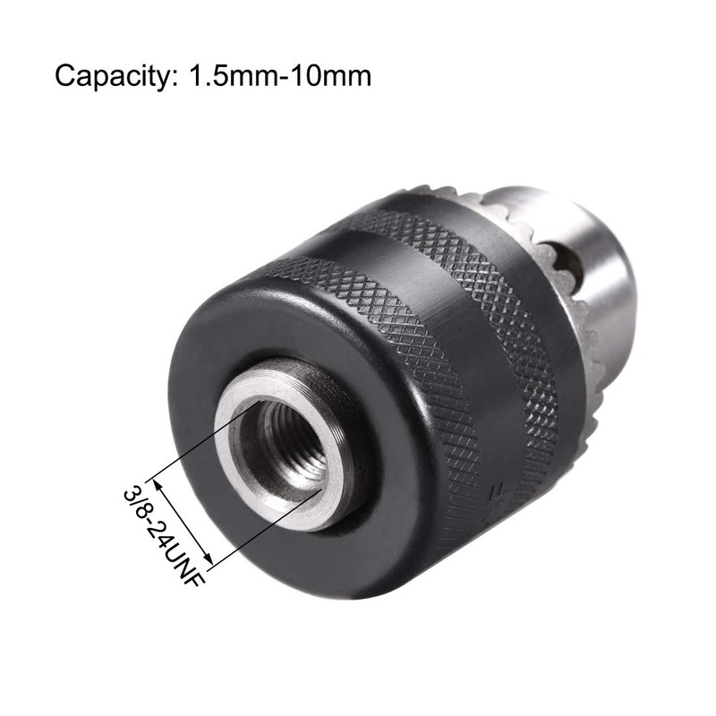 uxcell Drill Chucks, 1.5-10mm Capacity 3/8-24 UNF Threaded with Chuck