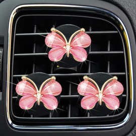 Cute Butterfly Air Vent Clips,3 Pcs Pink Butterfly Car Air Fresheners Vent Clips Long Lasting Diffuser Interior Decor Charm Car Decoration Cute Accessories for Women Girls