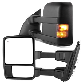 YITAMOTOR Towing Mirrors Compatible with 1999-2007 Ford F250 F350 F450 F550 Super Duty, 2001-2005 Excursion Extendable Power Heated with Smoke Signal Light Side Mirrors Pair